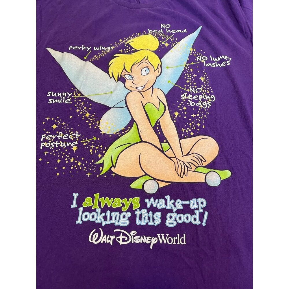 Vtg Walt Disney World Purple TinkerBell Graphic T-Shirt Size XXL / 3X Sleep